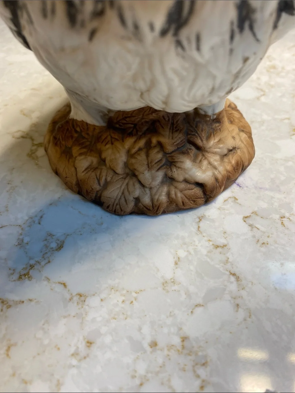 Vintage Barn Owl Bird Figurine - Brown and Cream
